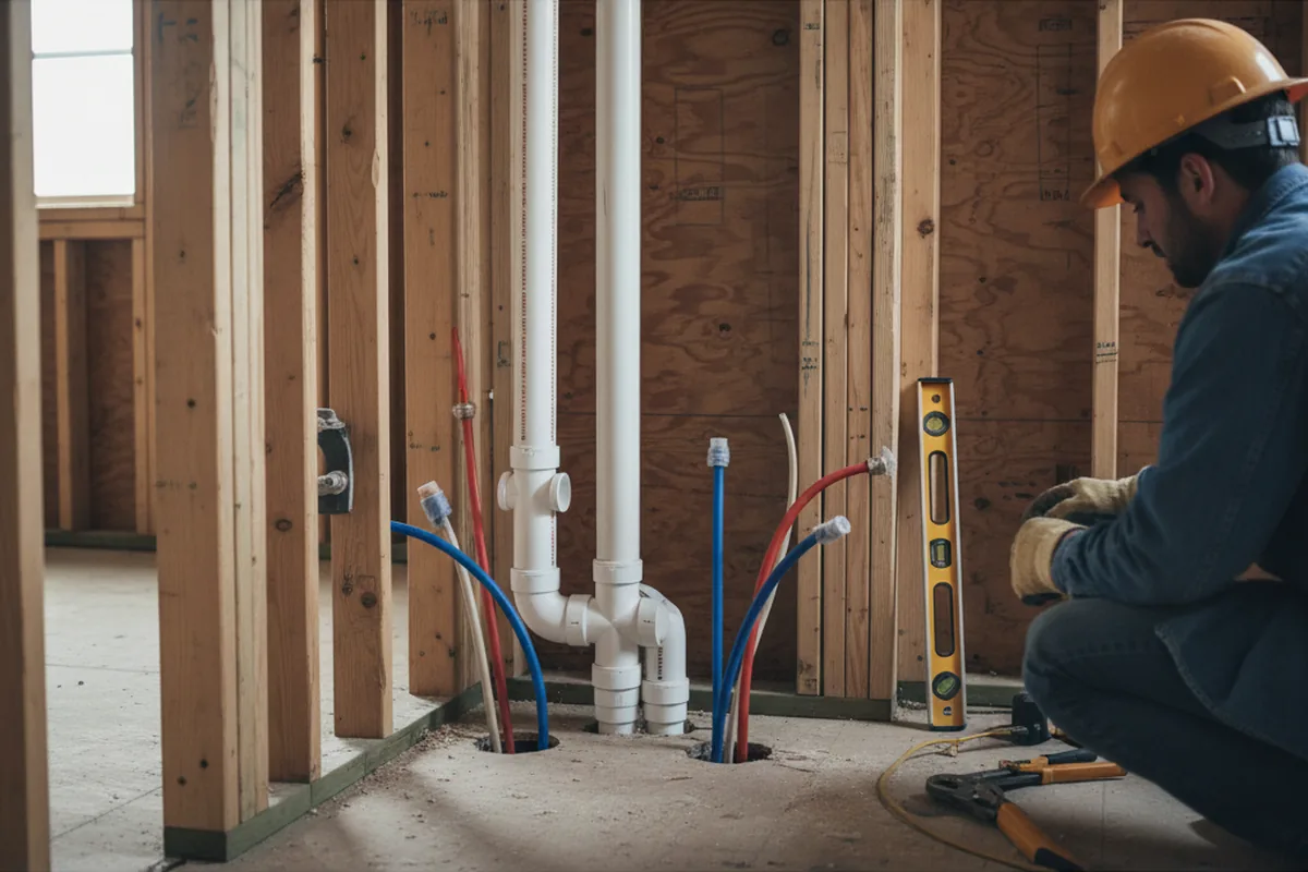 Drain and supply rough-in during Sump Pump Repair in Vanduser