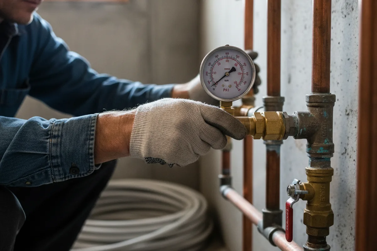 Pressure testing a repaired line during Water Line Repair in Vanduser